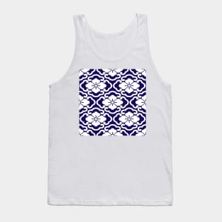 Blue Batik Floral Tank Top